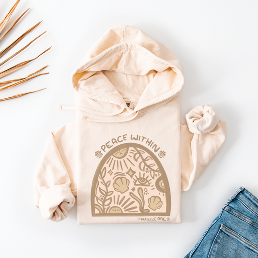 Peace Within Ivory Lightweight Hooded Sweatshirt