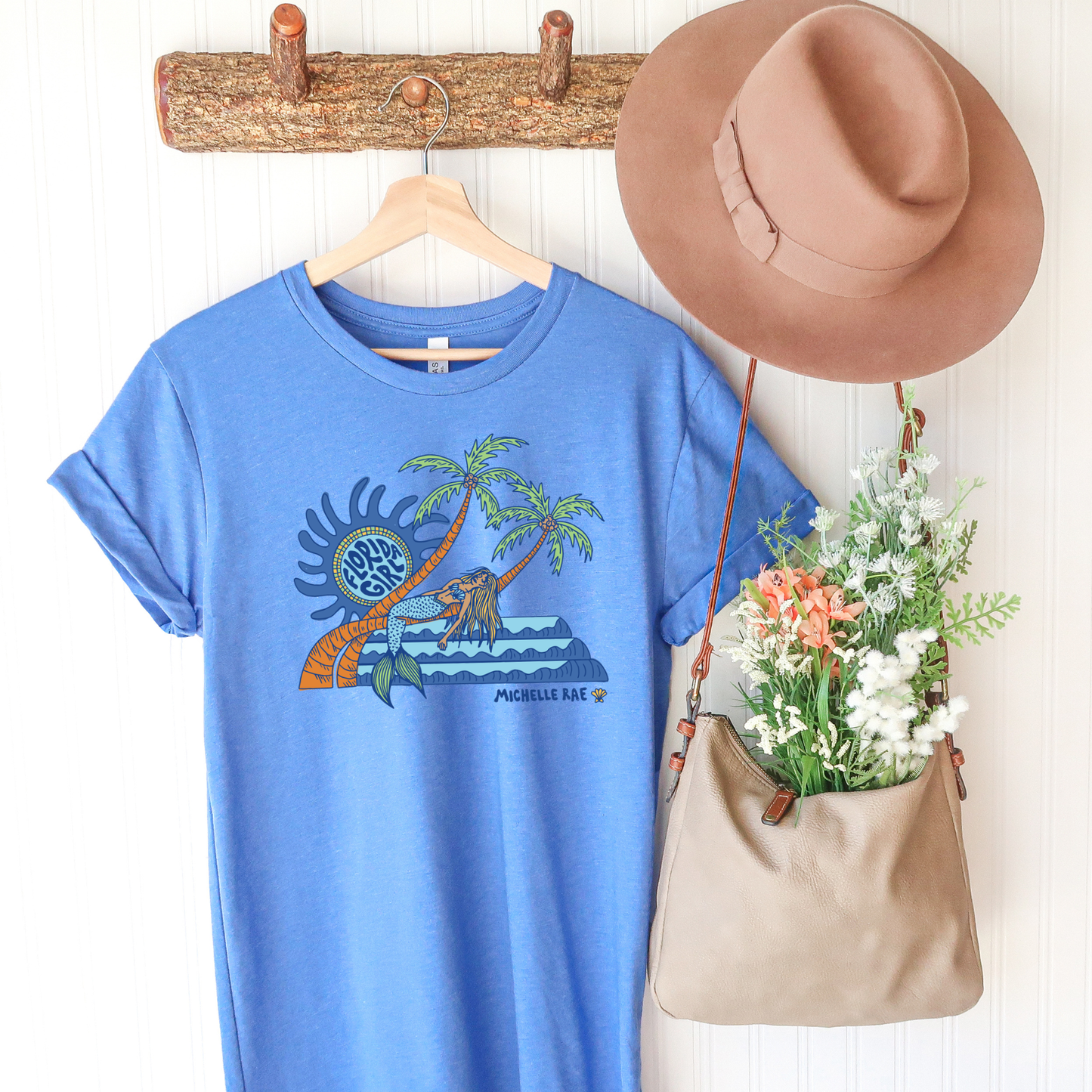 Florida Girl Always Heather Columbia Blue Tee