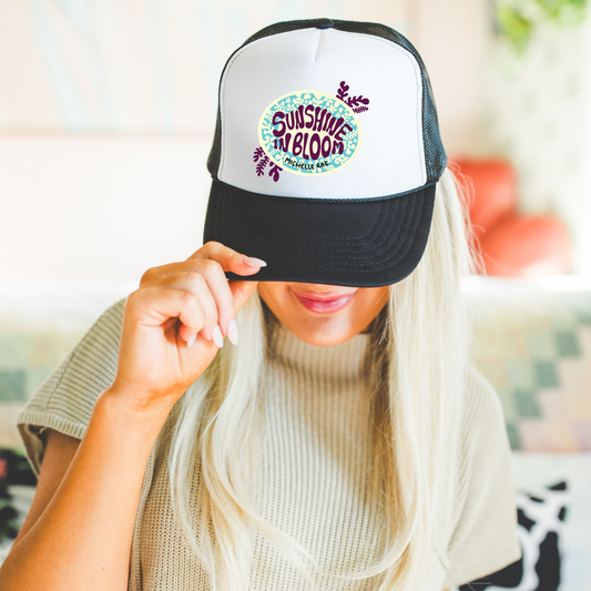 Sunshine in Bloom Trucker Hat – Floral Coastal Hat for Sunny Days
