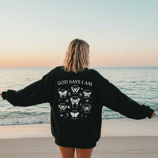 God Says I Am Black / Light Blue Crewneck Sweatshirt
