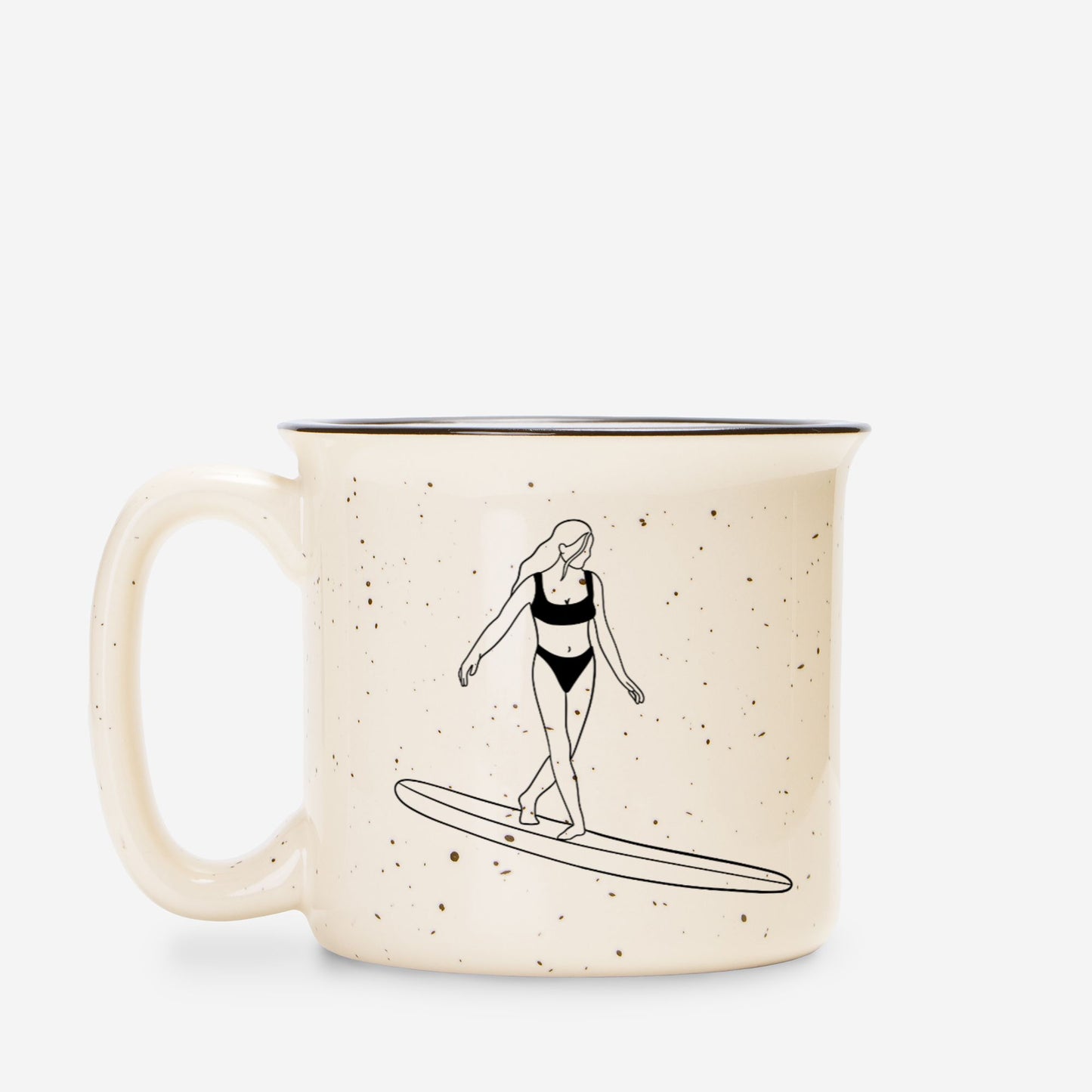 Surfer Girl Ceramic Mug Speckled Cream 13oz