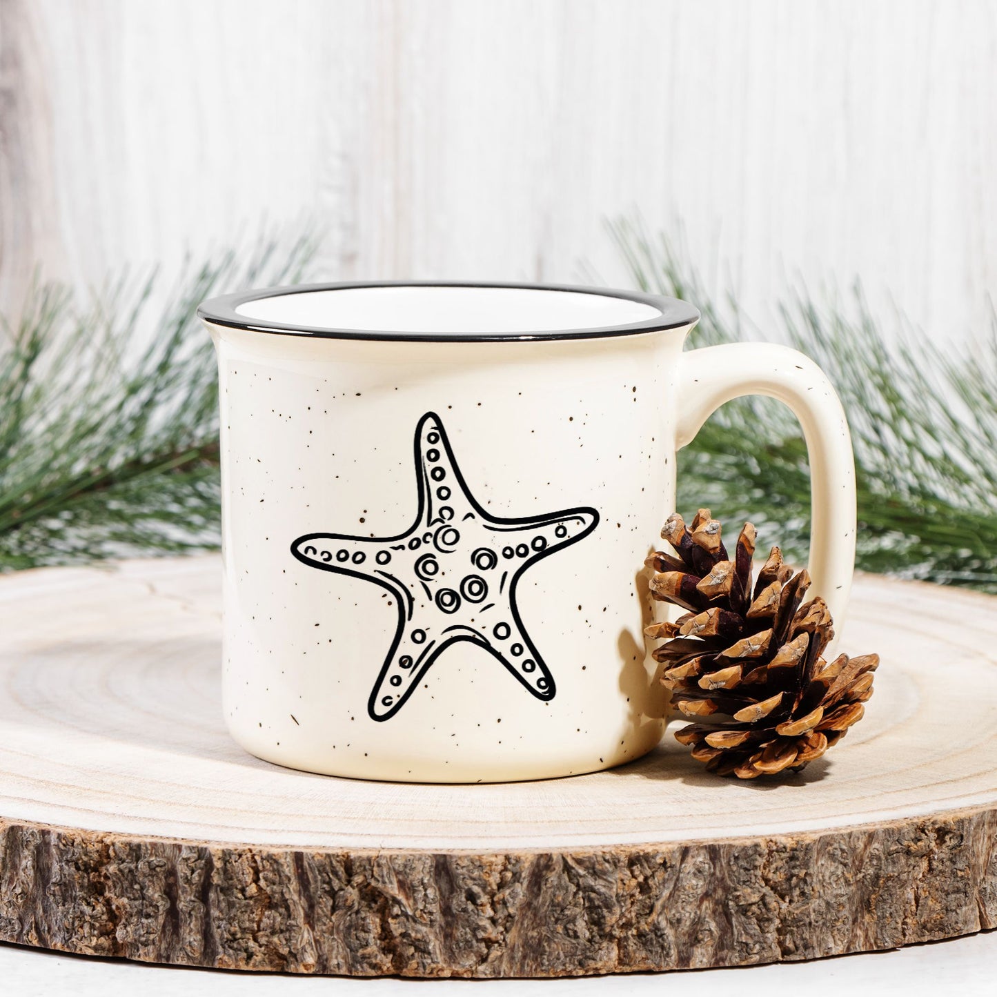 Starfish Ceramic Mug Speckled Cream 13oz