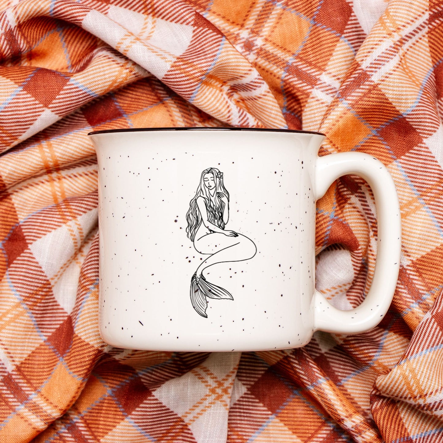 Mermaid Ceramic Mug Speckled Cream 13oz