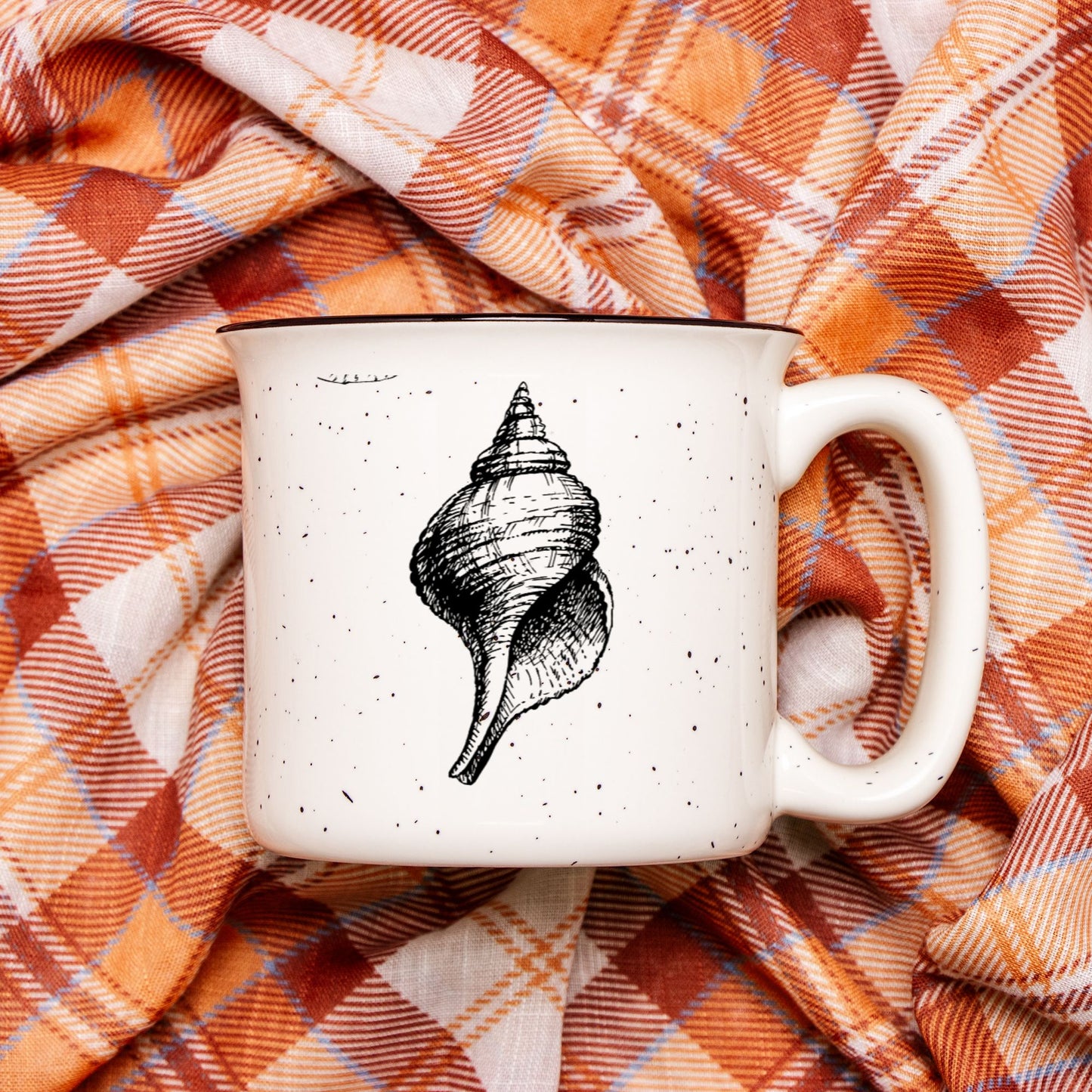 Seashell Ceramic Mug Speckled Cream 13oz