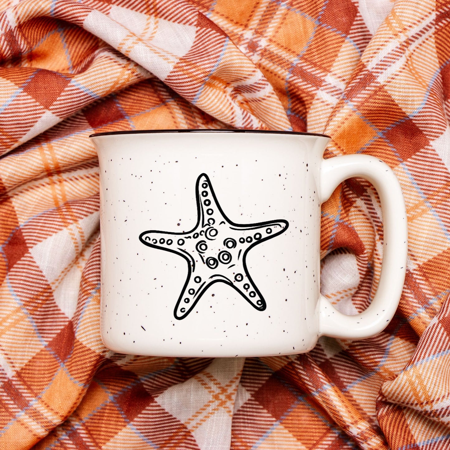 Starfish Ceramic Mug Speckled Cream 13oz