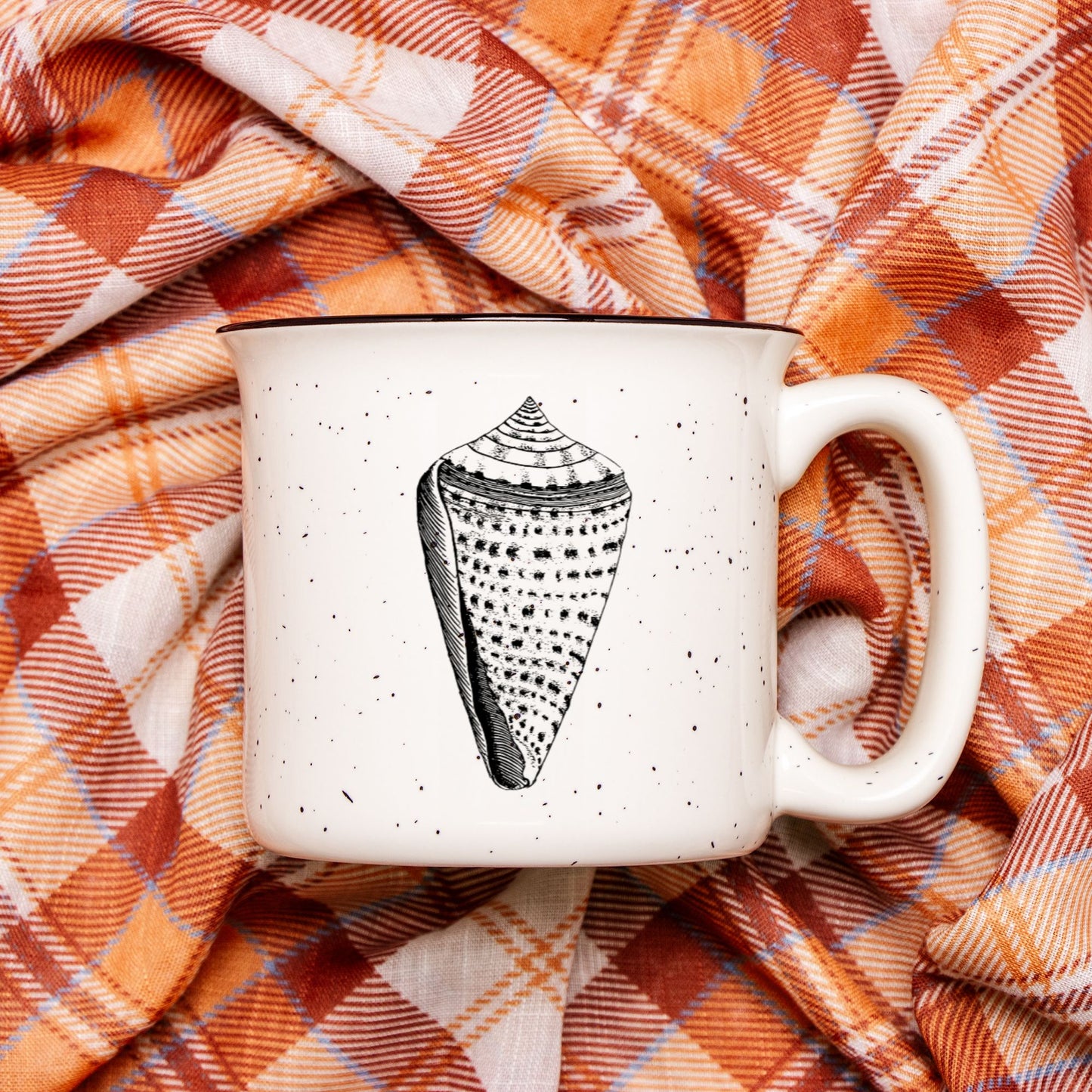 Seashell Ceramic Mug Speckled Cream 13oz