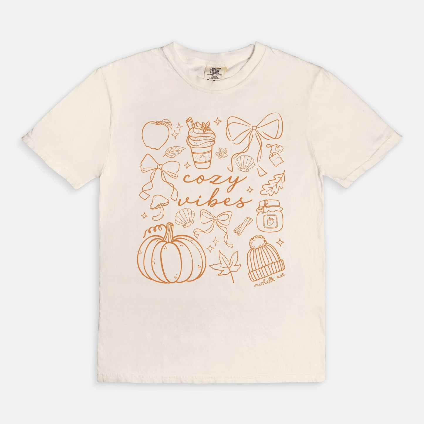Cozy Vibes Seashell Ivory Tee – Coastal Fall Graphic Tee for Autumn Comfort