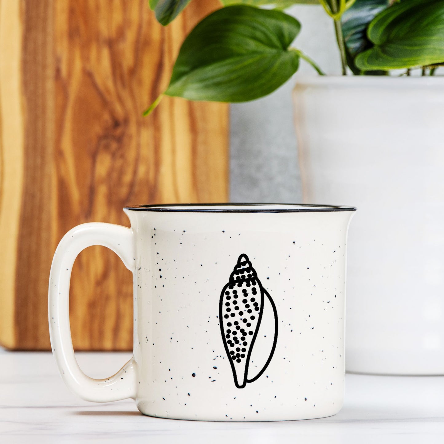 Seashell Ceramic Mug Speckled Cream 13oz