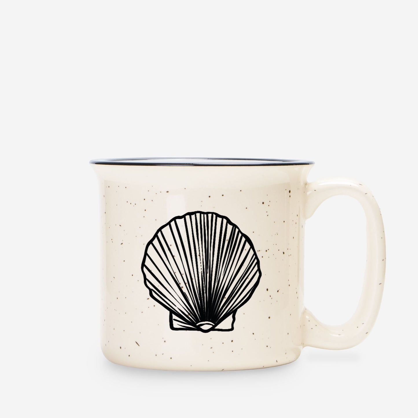 Seashell Ceramic Mug Speckled Cream 13oz