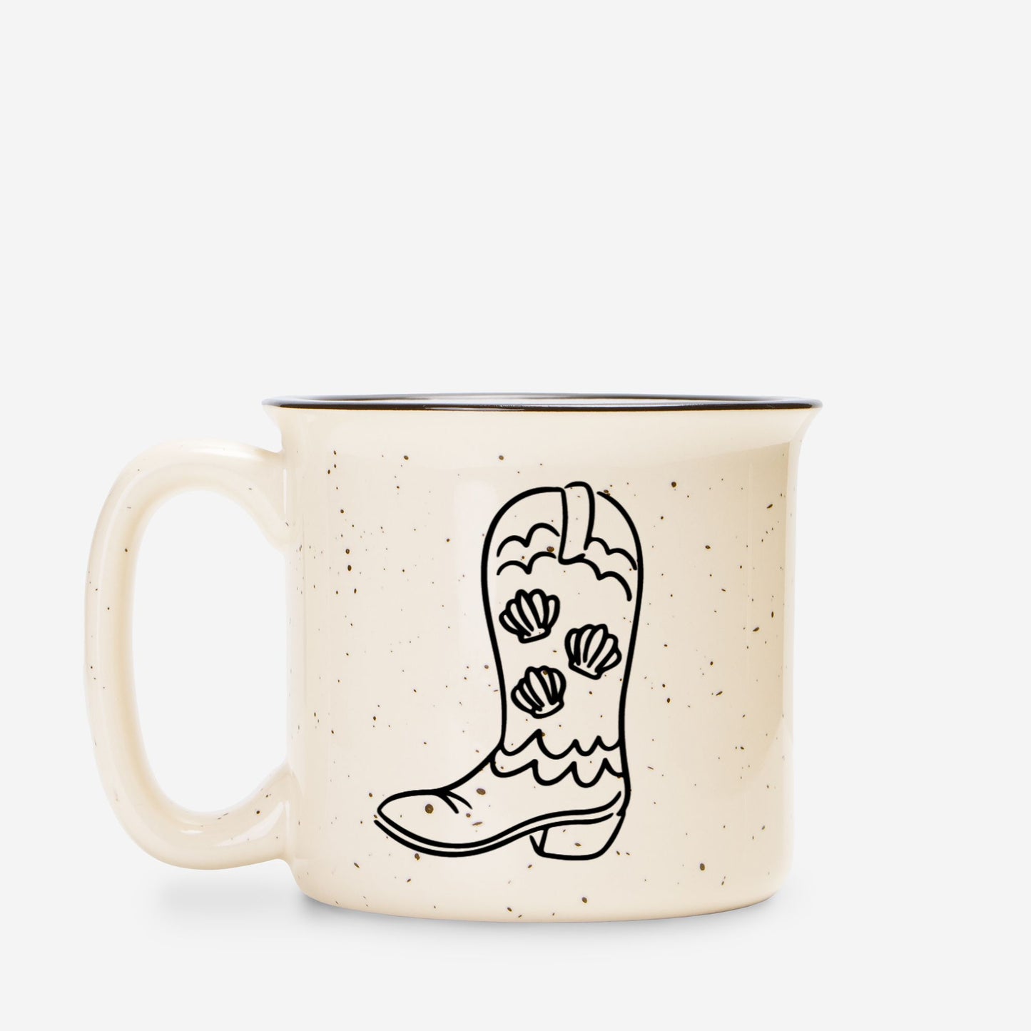 Coastal Cowgirl Boot Ceramic Mug Speckled Cream 13oz