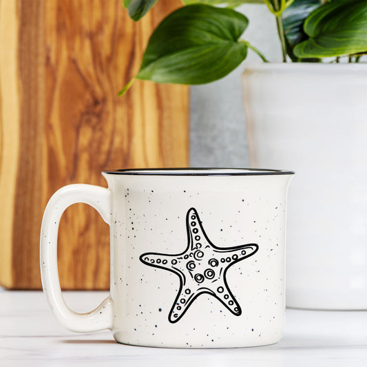 Starfish Ceramic Mug Speckled Cream 13oz